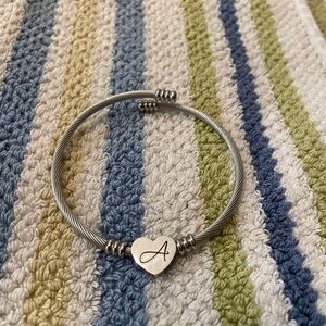 Silver Heart Initial Bracelet